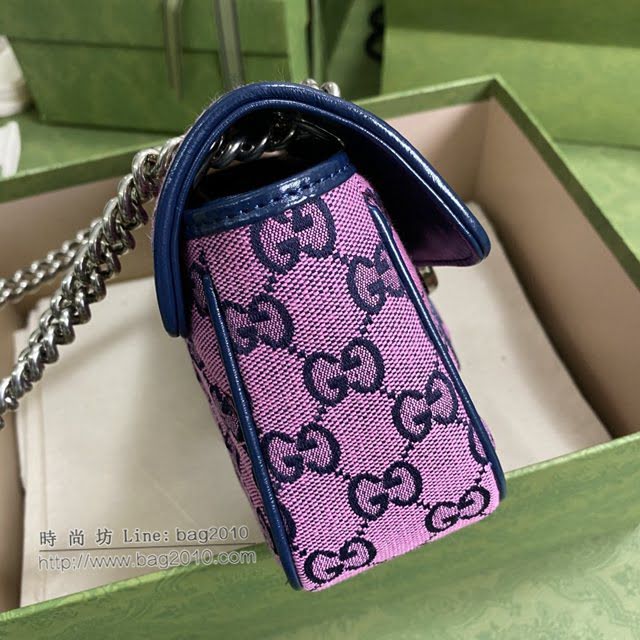 Gucci专柜新款女包, 古驰GG Marmont印花布链条包 Gucci单肩斜挎包 446744  gdj1713